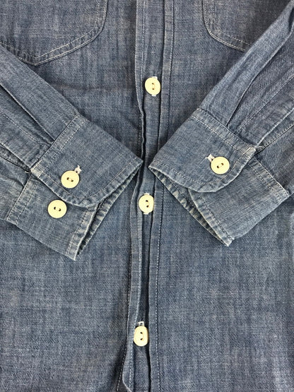 【中古品】【メンズ】 USA製 LS CHAMBRAY WORK SHIRT アメリカ製 ロングスリーブ シャンブレー ワークシャツ 長袖 トップス 145-250822-ki-03-tag サイズ：S カラー：ブルー 万代Net店