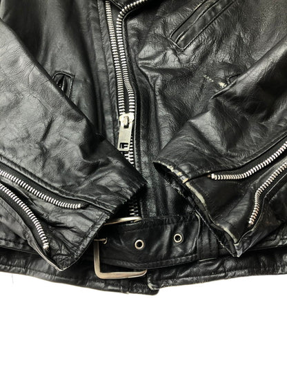 【現状渡し品】【メンズ】 EXCELLED エクセルド 70~80’s USA製 DOUBLE RIDERS LEATHER JACKET 70～80年代 USA製 ダブルライダースレザージャケット アウター ヴィンテージ 146-250821-rt-10-tag サイズ：14 カラー：ブラック 万代Net店
