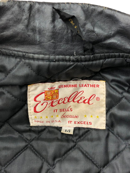 【現状渡し品】【メンズ】 EXCELLED エクセルド 70~80’s USA製 DOUBLE RIDERS LEATHER JACKET 70～80年代 USA製 ダブルライダースレザージャケット アウター ヴィンテージ 146-250821-rt-10-tag サイズ：14 カラー：ブラック 万代Net店