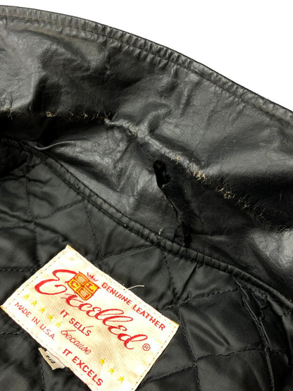 【現状渡し品】【メンズ】 EXCELLED エクセルド 70~80’s USA製 DOUBLE RIDERS LEATHER JACKET 70～80年代 USA製 ダブルライダースレザージャケット アウター ヴィンテージ 146-250821-rt-10-tag サイズ：14 カラー：ブラック 万代Net店