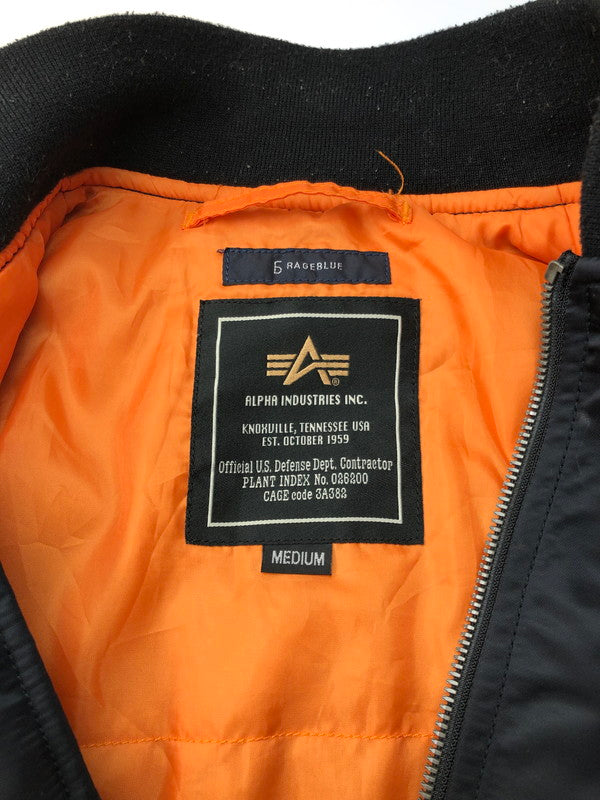 【中古品】【メンズ】 ALPHA アルファ × RAGE BLUE レイジブルー 別注 コラボ MA-1 FLIGHT JACKET RB030006AT フライトジャケット アウター 145-250821-rt-09-tag サイズ：M カラー：ブラック 万代Net店