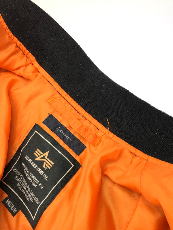 【中古品】【メンズ】 ALPHA アルファ × RAGE BLUE レイジブルー 別注 コラボ MA-1 FLIGHT JACKET RB030006AT フライトジャケット アウター 145-250821-rt-09-tag サイズ：M カラー：ブラック 万代Net店