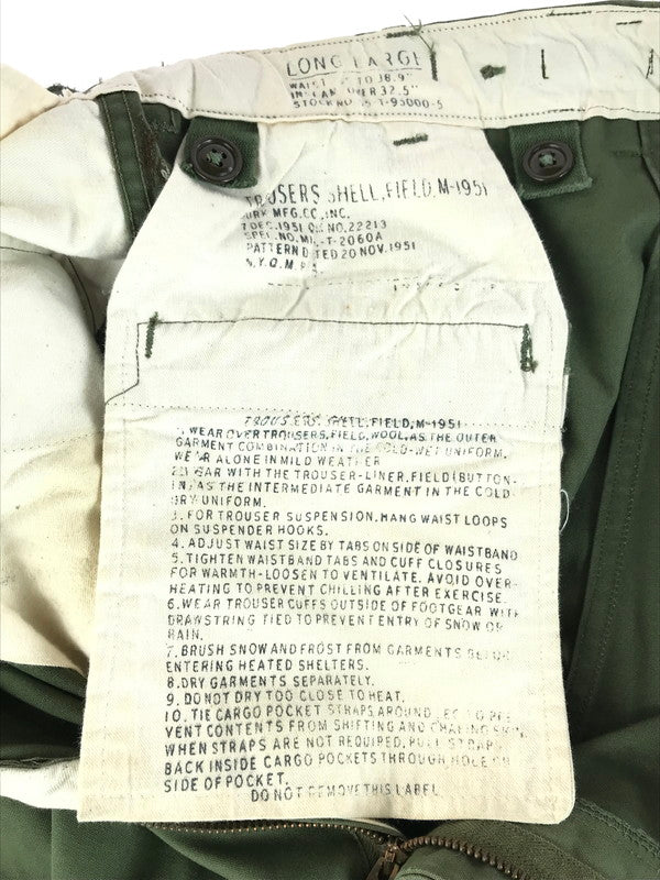 【中古品】【メンズ】 U.S.ARMY CONMAR ZIP M-51 FIELD PANTS MODIFY MIL-T-2060A M51ディファイフィールドカーゴパンツ 157-250904-rt-17-tag サイズ：L カラー：カーキ 万代Net店