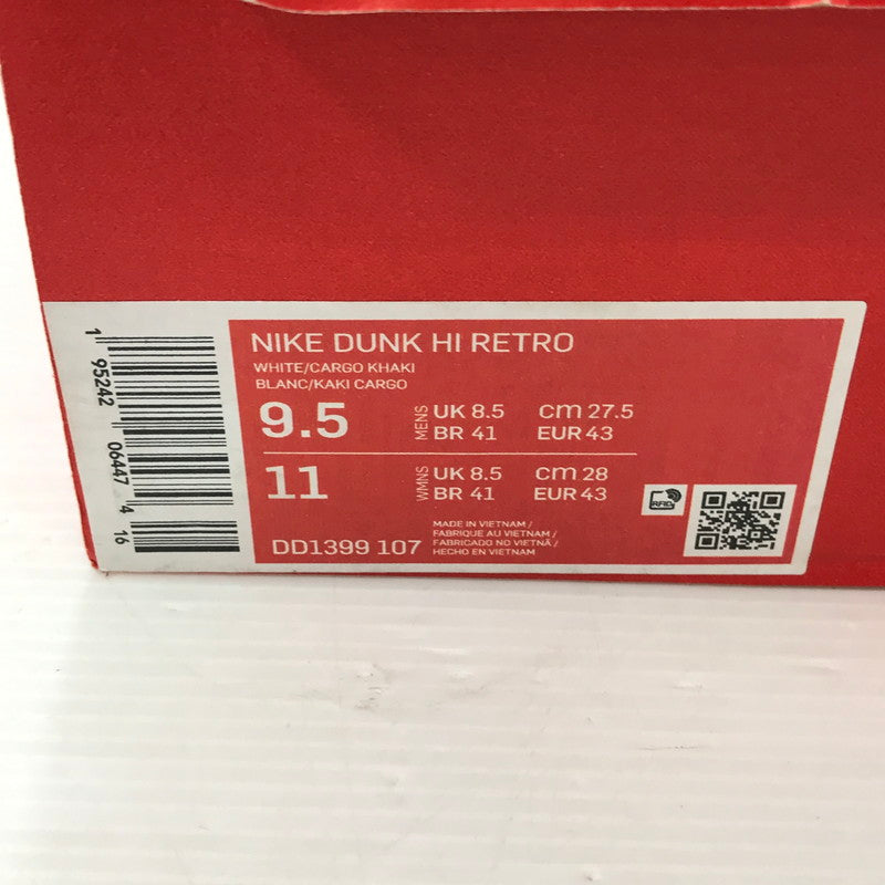 【中古美品】【メンズ】 NIKE ナイキ DUNK HIGH RETRO DD1399-107 ダンク ハイ "チャンピオンシップ カーキ スニーカー 靴 160-250903-rt-06-tag サイズ：27.5cm US 9.5 カラー：ホワイト/シカゴカーキ 万代Net店