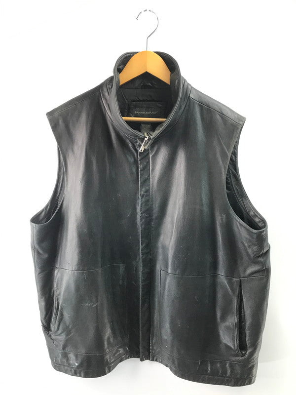 【現状渡し品】【メンズ】 Banana Republic バナナリパブリック 90~00's FULL ZIP LEATHER VEST 90~2000年代 フルジップ レザーベスト トップス 146-250912-rt-01-tag サイズ：XL カラー：ブラック 万代Net店
