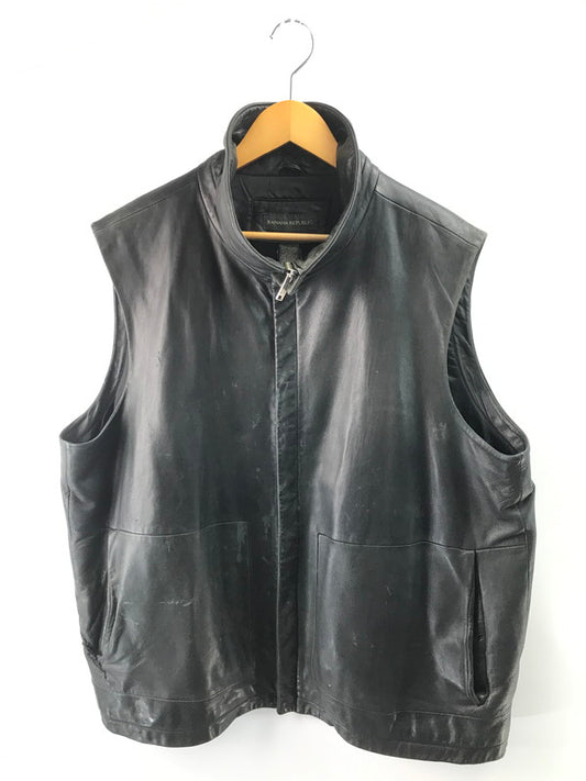 【現状渡し品】【メンズ】 Banana Republic バナナリパブリック 90~00's FULL ZIP LEATHER VEST 90~2000年代 フルジップ レザーベスト トップス 146-250912-rt-01-tag サイズ：XL カラー：ブラック 万代Net店