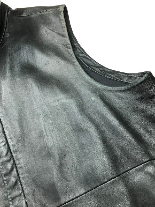 【現状渡し品】【メンズ】 Banana Republic バナナリパブリック 90~00's FULL ZIP LEATHER VEST 90~2000年代 フルジップ レザーベスト トップス 146-250912-rt-01-tag サイズ：XL カラー：ブラック 万代Net店