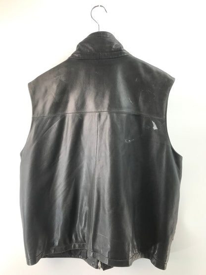 【現状渡し品】【メンズ】 Banana Republic バナナリパブリック 90~00's FULL ZIP LEATHER VEST 90~2000年代 フルジップ レザーベスト トップス 146-250912-rt-01-tag サイズ：XL カラー：ブラック 万代Net店