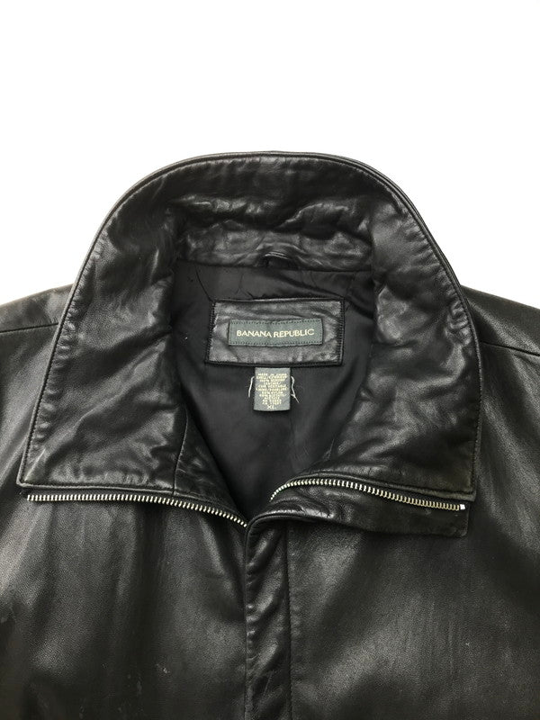 【現状渡し品】【メンズ】 Banana Republic バナナリパブリック 90~00's FULL ZIP LEATHER VEST 90~2000年代 フルジップ レザーベスト トップス 146-250912-rt-01-tag サイズ：XL カラー：ブラック 万代Net店