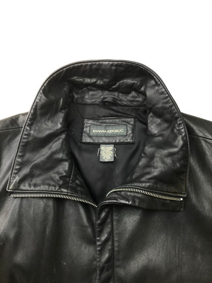 【現状渡し品】【メンズ】 Banana Republic バナナリパブリック 90~00's FULL ZIP LEATHER VEST 90~2000年代 フルジップ レザーベスト トップス 146-250912-rt-01-tag サイズ：XL カラー：ブラック 万代Net店
