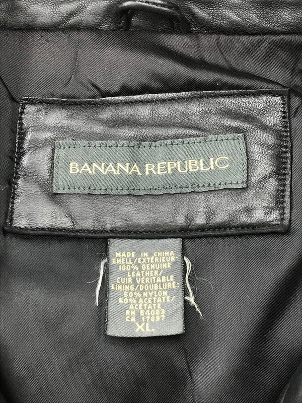 【現状渡し品】【メンズ】 Banana Republic バナナリパブリック 90~00's FULL ZIP LEATHER VEST 90~2000年代 フルジップ レザーベスト トップス 146-250912-rt-01-tag サイズ：XL カラー：ブラック 万代Net店