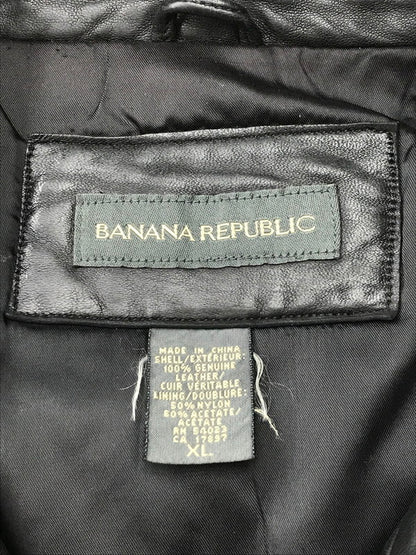 【現状渡し品】【メンズ】 Banana Republic バナナリパブリック 90~00's FULL ZIP LEATHER VEST 90~2000年代 フルジップ レザーベスト トップス 146-250912-rt-01-tag サイズ：XL カラー：ブラック 万代Net店