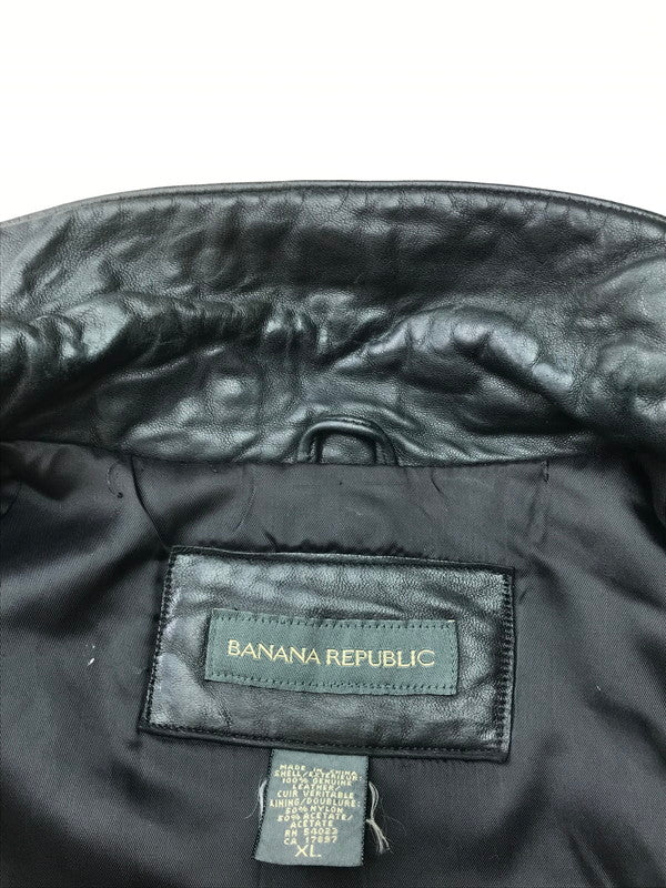 【現状渡し品】【メンズ】 Banana Republic バナナリパブリック 90~00's FULL ZIP LEATHER VEST 90~2000年代 フルジップ レザーベスト トップス 146-250912-rt-01-tag サイズ：XL カラー：ブラック 万代Net店