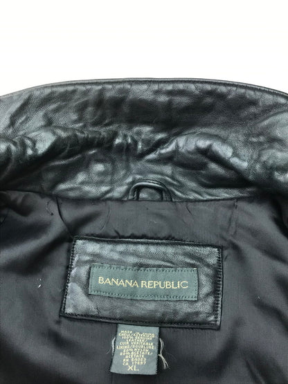 【現状渡し品】【メンズ】 Banana Republic バナナリパブリック 90~00's FULL ZIP LEATHER VEST 90~2000年代 フルジップ レザーベスト トップス 146-250912-rt-01-tag サイズ：XL カラー：ブラック 万代Net店