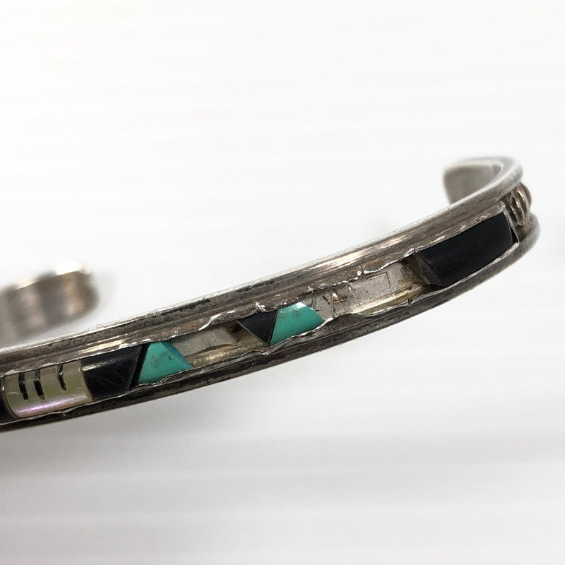 【現状渡し品】【メンズ】 ZUNI ズニ族 V.DEWA作 STERLING INLAY BANGLE スターリング インレイバングル アクセサリー 191-250827-hi-06-tag カラー：シルバー 万代Net店