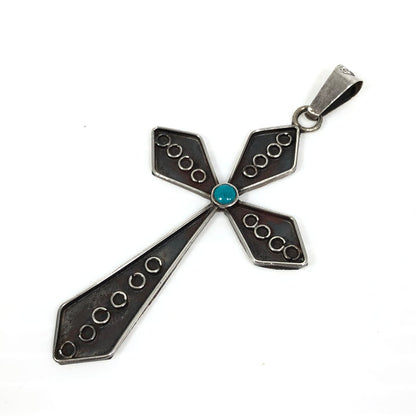 【中古品】【メンズ】 MEXICAN JEWELRY メキシカン ジュエリー SV925 ターコイズ クロスモチーフ ペンダントトップ アクセサリー 192-250827-hi-09-tag カラー：シルバー 万代Net店