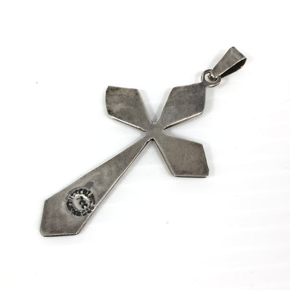 【中古品】【メンズ】 MEXICAN JEWELRY メキシカン ジュエリー SV925 ターコイズ クロスモチーフ ペンダントトップ アクセサリー 192-250827-hi-09-tag カラー：シルバー 万代Net店