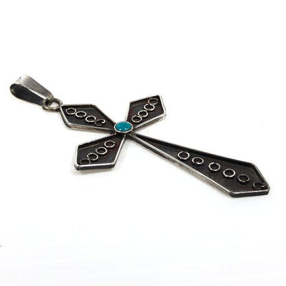 【中古品】【メンズ】 MEXICAN JEWELRY メキシカン ジュエリー SV925 ターコイズ クロスモチーフ ペンダントトップ アクセサリー 192-250827-hi-09-tag カラー：シルバー 万代Net店