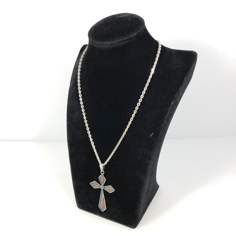 【中古品】【メンズ】 MEXICAN JEWELRY メキシカン ジュエリー SV925 ターコイズ クロスモチーフ ペンダントトップ アクセサリー 192-250827-hi-09-tag カラー：シルバー 万代Net店