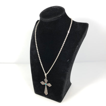 【中古品】【メンズ】 MEXICAN JEWELRY メキシカン ジュエリー SV925 ターコイズ クロスモチーフ ペンダントトップ アクセサリー 192-250827-hi-09-tag カラー：シルバー 万代Net店