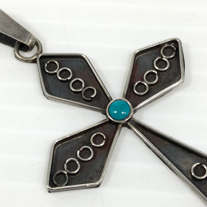 【中古品】【メンズ】 MEXICAN JEWELRY メキシカン ジュエリー SV925 ターコイズ クロスモチーフ ペンダントトップ アクセサリー 192-250827-hi-09-tag カラー：シルバー 万代Net店