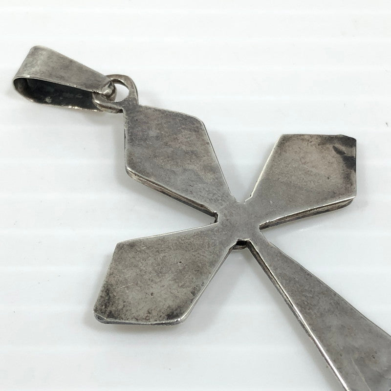 【中古品】【メンズ】 MEXICAN JEWELRY メキシカン ジュエリー SV925 ターコイズ クロスモチーフ ペンダントトップ アクセサリー 192-250827-hi-09-tag カラー：シルバー 万代Net店