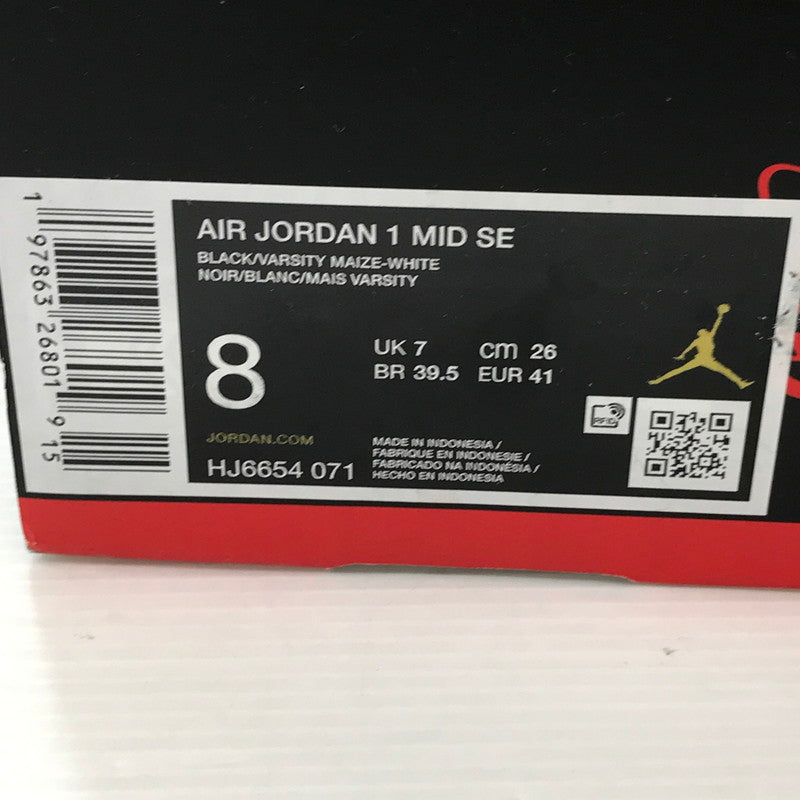 【中古品】【メンズ】 NIKE ナイキ AIR JORDAN 1 MID SE NEW LOVE (2025) HJ6654-071 エアジョーダン1 ミッド SE ニューラブ (2025) スニーカー 靴 160-250903-rt-02-tag サイズ：26cm US 8 カラー：ブラック/イエロー 万代Net店