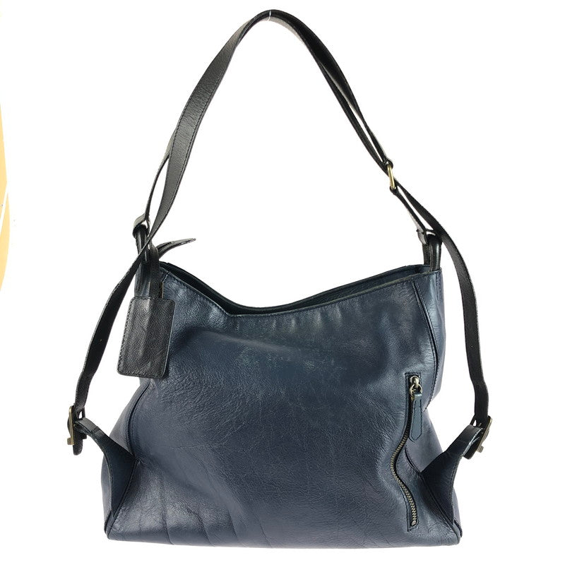 【中古品】【レディース】 MOTHERHOUSE マザーハウス LEATHER SHOULDER BAG レザー ショルダーバッグ カバン 188-250916-na-07-tag カラー：ネイビー 万代Net店
