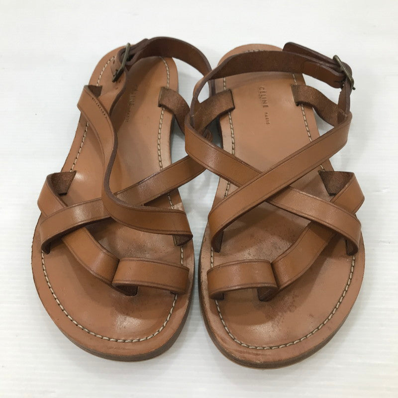 【中古品】【レディース】 CELINE セリーヌ LEATHER STRAP SANDALS レザー ストラップ サンダル シューズ 靴 183-250828-yy-04-tag サイズ：35 カラー：ブラウン 万代Net店