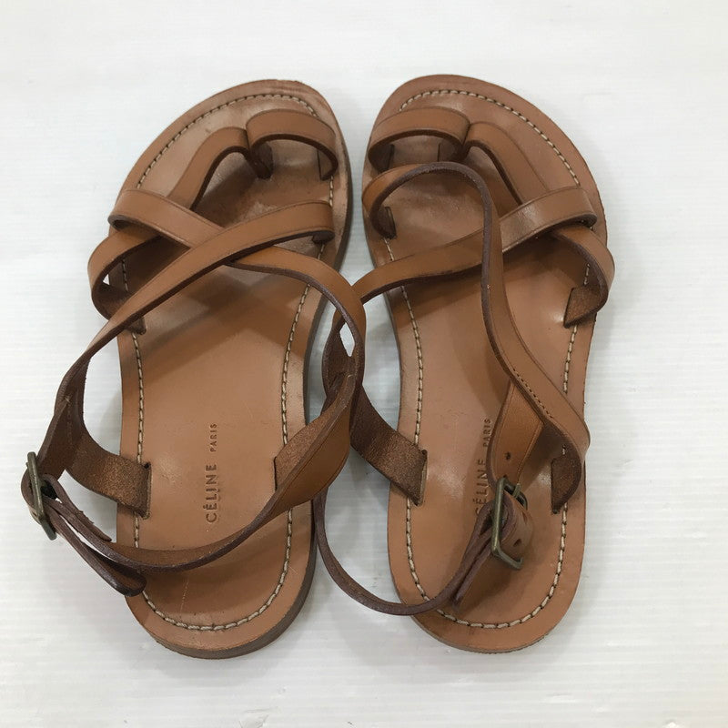 【中古品】【レディース】 CELINE セリーヌ LEATHER STRAP SANDALS レザー ストラップ サンダル シューズ 靴 183-250828-yy-04-tag サイズ：35 カラー：ブラウン 万代Net店