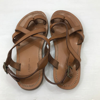 【中古品】【レディース】 CELINE セリーヌ LEATHER STRAP SANDALS レザー ストラップ サンダル シューズ 靴 183-250828-yy-04-tag サイズ：35 カラー：ブラウン 万代Net店