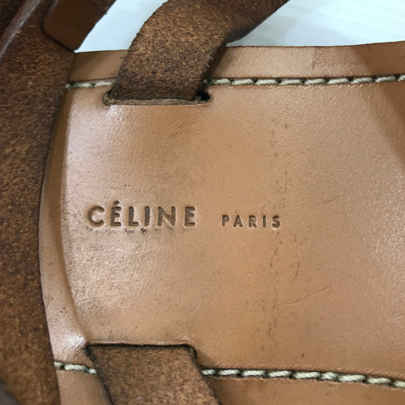 【中古品】【レディース】 CELINE セリーヌ LEATHER STRAP SANDALS レザー ストラップ サンダル シューズ 靴 183-250828-yy-04-tag サイズ：35 カラー：ブラウン 万代Net店