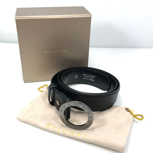 【中古品】【メンズ】 BVLGARI ブルガリ ラウンドロゴ バックル ベルト 38955 服飾小物 183-250903-na-10-tag サイズ：44/110 カラー：ブラック 万代Net店