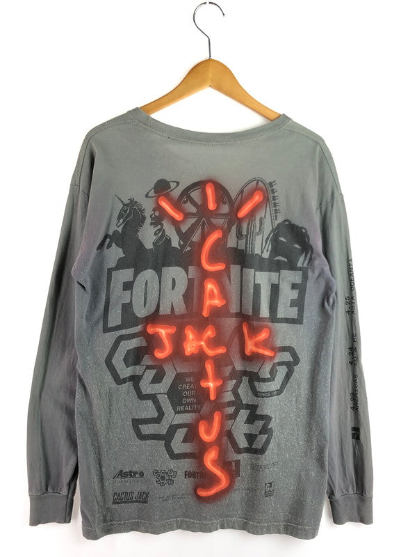 【現状渡し品】【メンズ】 TRAVIS SCOTT トラヴィス スコット CACTUS JACK FORTNITE BACK BLING L/S T-SHIRT カクタスジャック Tシャツ 長袖Tシャツ 142-260108-na-11-tag サイズ：M カラー：グレー系 万代Net店