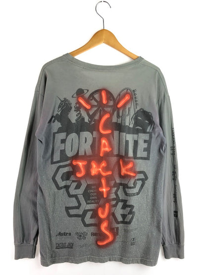 【現状渡し品】【メンズ】 TRAVIS SCOTT トラヴィス スコット CACTUS JACK FORTNITE BACK BLING L/S T-SHIRT カクタスジャック Tシャツ 長袖Tシャツ 142-260108-na-11-tag サイズ：M カラー：グレー系 万代Net店