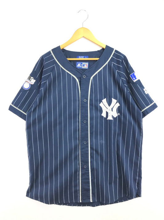 【中古品】【メンズ】 STARTER スターター × YANKEES ヤンキース STRIPE GAME SHIRT ストライプ ゲーム シャツ トップス 146-260818-rt-47-tag カラー：ネイビー 万代Net店