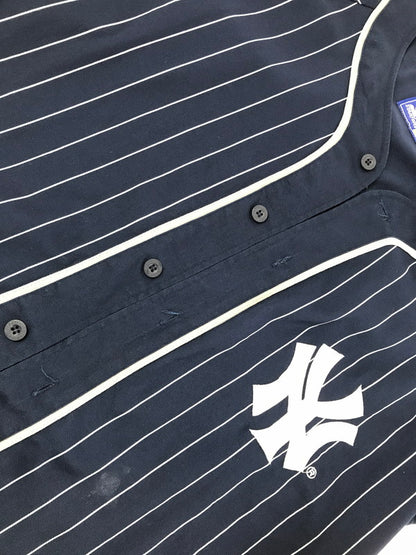【中古品】【メンズ】 STARTER スターター × YANKEES ヤンキース STRIPE GAME SHIRT ストライプ ゲーム シャツ トップス 146-260818-rt-47-tag カラー：ネイビー 万代Net店
