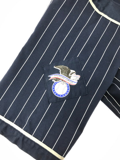 【中古品】【メンズ】 STARTER スターター × YANKEES ヤンキース STRIPE GAME SHIRT ストライプ ゲーム シャツ トップス 146-260818-rt-47-tag カラー：ネイビー 万代Net店