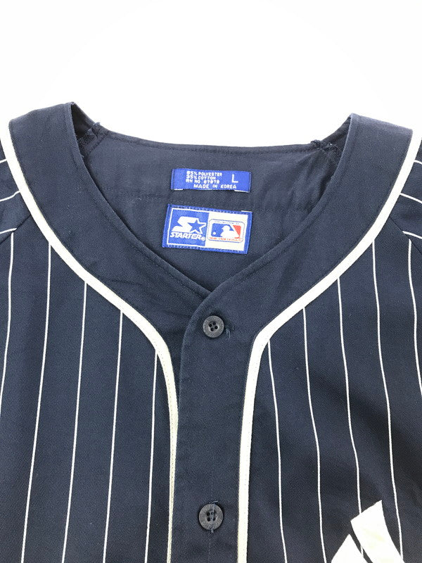 【中古品】【メンズ】 STARTER スターター × YANKEES ヤンキース STRIPE GAME SHIRT ストライプ ゲーム シャツ トップス 146-260818-rt-47-tag カラー：ネイビー 万代Net店