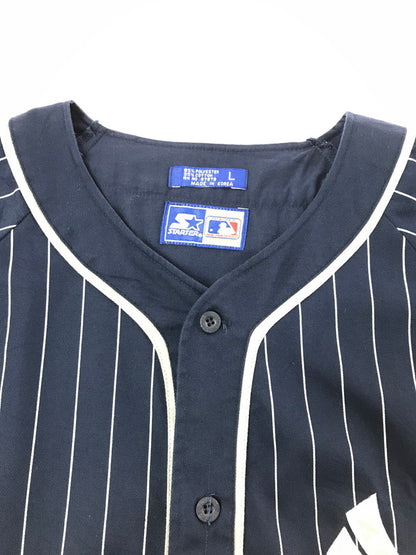 【中古品】【メンズ】 STARTER スターター × YANKEES ヤンキース STRIPE GAME SHIRT ストライプ ゲーム シャツ トップス 146-260818-rt-47-tag カラー：ネイビー 万代Net店