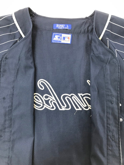 【中古品】【メンズ】 STARTER スターター × YANKEES ヤンキース STRIPE GAME SHIRT ストライプ ゲーム シャツ トップス 146-260818-rt-47-tag カラー：ネイビー 万代Net店