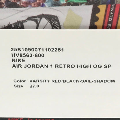 【中古美品】【メンズ】 NIKE ナイキ × UNION ユニオン コラボ AIR JORDAN 1 RETRO HIGH OG CHICAGO SHADOW HV8563-600 スニーカー 靴 160-250903-rt-16-tag サイズ：27cm カラー：バーシティレッド/ブラックセイル 万代Net店