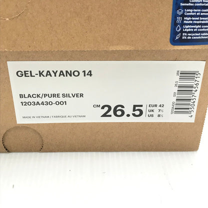 【中古品】【メンズ】 asics アシックス GEL-KAYANO 14 1203A430 スニーカー 靴 162-250903-rt-13-tag サイズ：26.5cm US 8 1/2 カラー：ブラック/ピュアシルバー 万代Net店