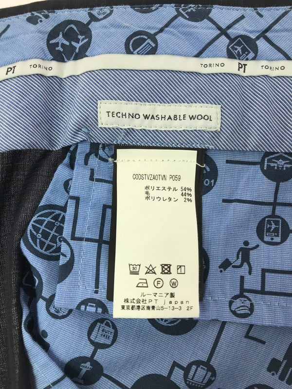 【中古品】【メンズ】 PT TORINO ﾋﾟｰﾃｨｰ トリノ SUPERSLIM FIT TECHNO WASHABLE WOOL SLACKS PANTS C0DSTVZA0TVN ウール スラックス パンツ ボトムス 152-260523-rt-13-tagh サイズ：52 カラー：ネイビー 万代Net店