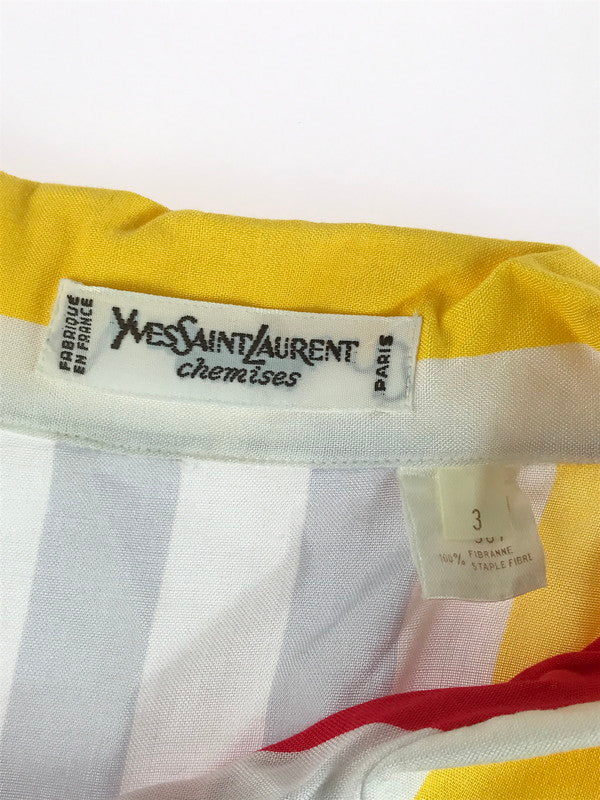 【中古品】【メンズ】 YVES SAINT LAURENT イヴ・サンローラン CHEMISES 80年代 ヴィンテージ マルチストライプシャツ フランス製 トップス 141-250902-yy-20-tag サイズ：3 カラー：マルチカラー 万代Net店