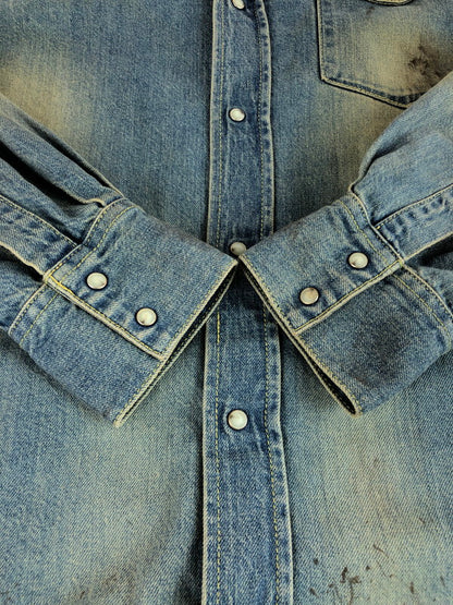 【中古品】【メンズ】 L/S DENIM SHIRT UE-242041 ロングスリーブ デニムシャツ 長袖シャツ トップス 142-250907-rt-09-tag サイズ：1 カラー：インディゴ 万代Net店