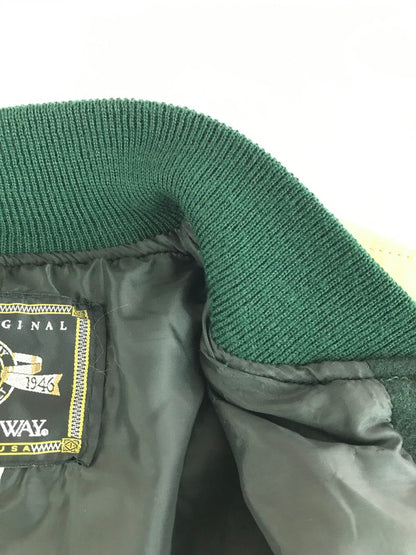 【中古品】【メンズ】 HOLLOWAY ホロウェイ 90’s WOOL LEATHER STADIUM AWARD JACKET 90年代 ウール レザー スタジアム ジャケット 146-250907-rt-20-tag サイズ：M カラー：グリーン 万代Net店