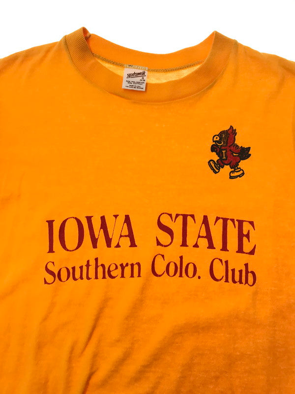 【中古品】【メンズ】 SPORTS WEAR スポーツ ウェア 80's IOWA STATE S/S T-SHIRT USA製 80年代 アイオワ ステイト ショートスリーブ Tシャツ 146-260510-rt-12-tag サイズ：S カラー：イエロー 万代Net店