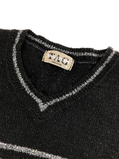 【中古品】【メンズ】 TAG SPORT 古着 BORDER ACRYLIC KNIT SWEATHER ボーダー アクリルニット セーター USA製 146-250912-hi-12-tag サイズ：XL カラー：ブラック 万代Net店