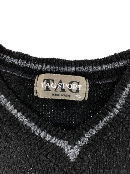 【中古品】【メンズ】 TAG SPORT 古着 BORDER ACRYLIC KNIT SWEATHER ボーダー アクリルニット セーター USA製 146-250912-hi-12-tag サイズ：XL カラー：ブラック 万代Net店